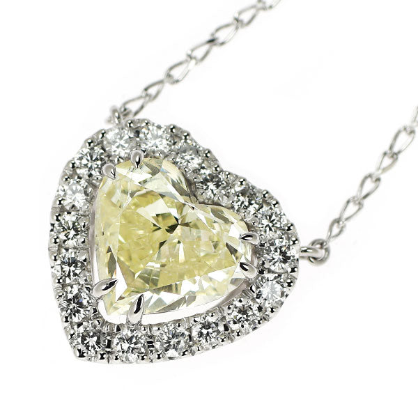 Pt900/ Pt850 ハートシェイプ ダイヤモンド ペンダントネックレス 2.000ct VLY I1 D0.38ct