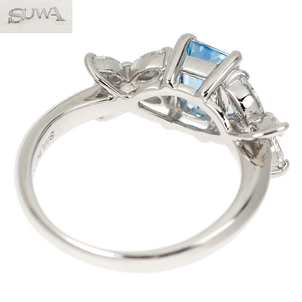 SUWA Pt900 サンタマリアカラーアクアマリン ダイヤモンド リング 0.80ct D0.42ct