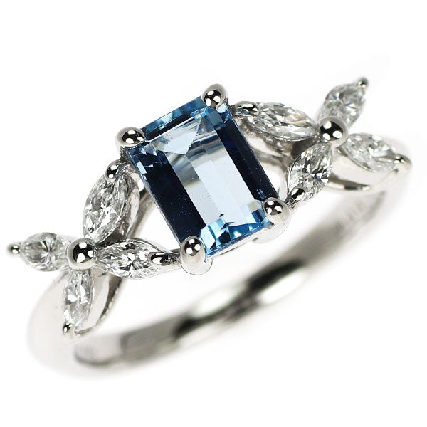 SUWA Pt900 サンタマリアカラーアクアマリン ダイヤモンド リング 0.80ct D0.42ct
