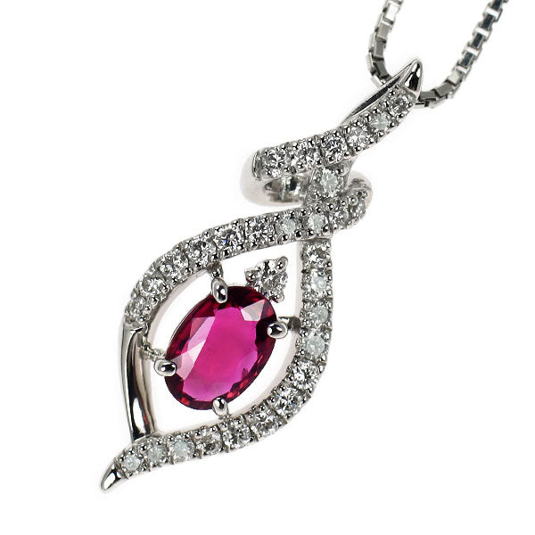 Pt900/ Pt850 ルビー ダイヤモンド ペンダントネックレス 0.61ct D0.24ct