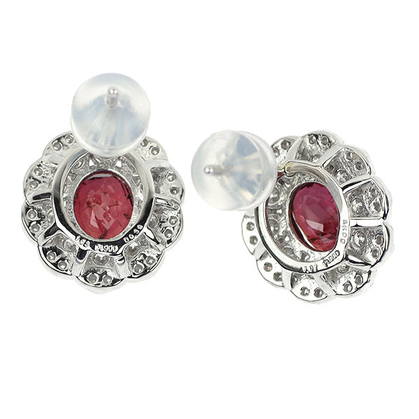 Pt900 非加熱ピジョンブラッドルビー ダイヤモンド ピアス 2.10ct D0.78ct