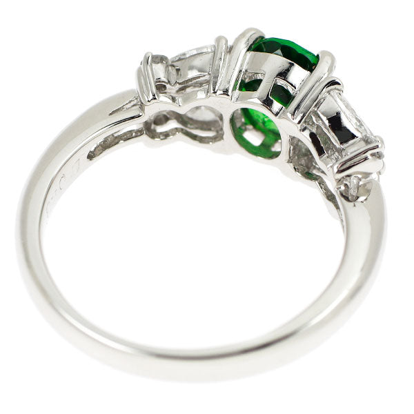 Pt900 グリーンガーネット ダイヤモンド リング 1.39ct D0.48ct
