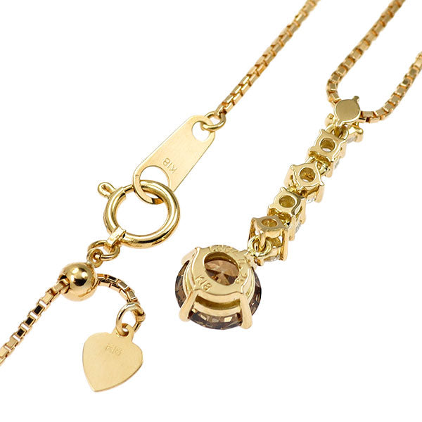 K18YG ブラウン/カラーレス ダイヤモンド ペンダントネックレス 1.034ct D0.25ct