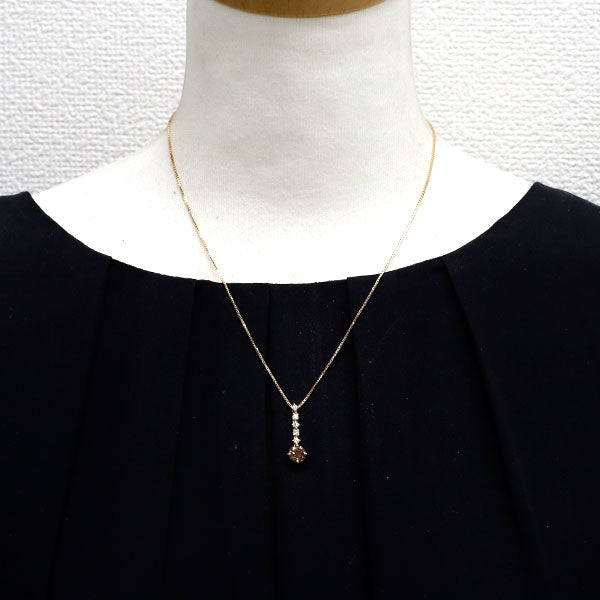K18YG ブラウン/カラーレス ダイヤモンド ペンダントネックレス 1.034ct D0.25ct