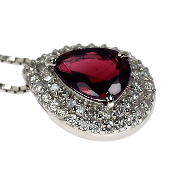 Pt900/ Pt850 ルベライト ダイヤモンド ペンダントネックレス 2.18ct D0.71ct