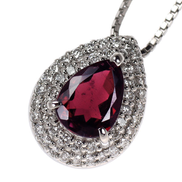 Pt900/ Pt850 ルベライト ダイヤモンド ペンダントネックレス 2.18ct D0.71ct
