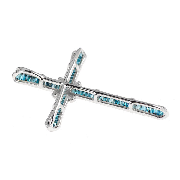 K18WG トリートブルーダイヤモンド ペンダントトップ 0.40ct クロス