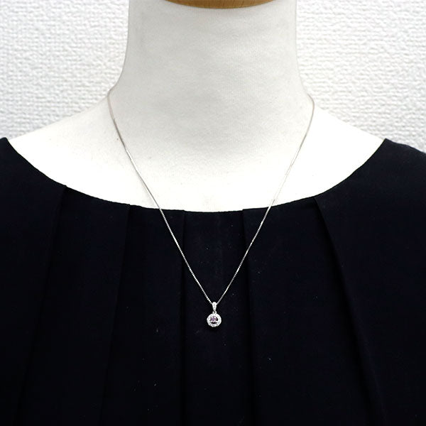 希少 K18WG 天然ピンク ダイヤモンド ペンダントネックレス 0.15ct D0.11ct