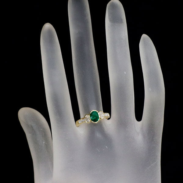 イヴサンローラン K18YG エメラルド ダイヤモンド リング 0.63ct D0.60ct