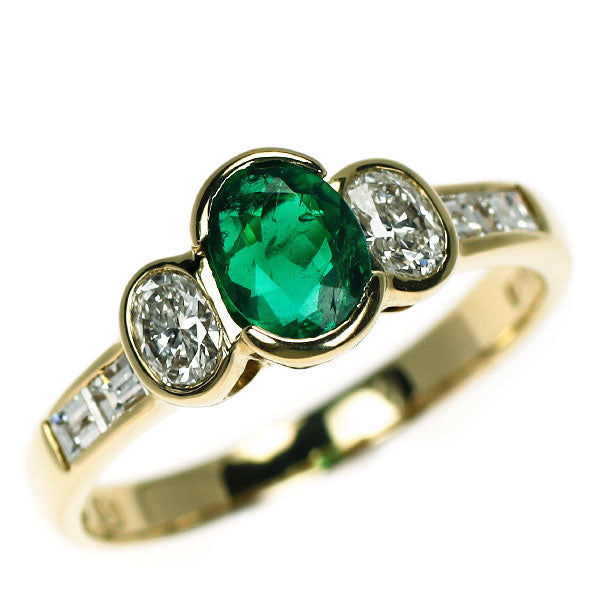 イヴサンローラン K18YG エメラルド ダイヤモンド リング 0.63ct D0.60ct