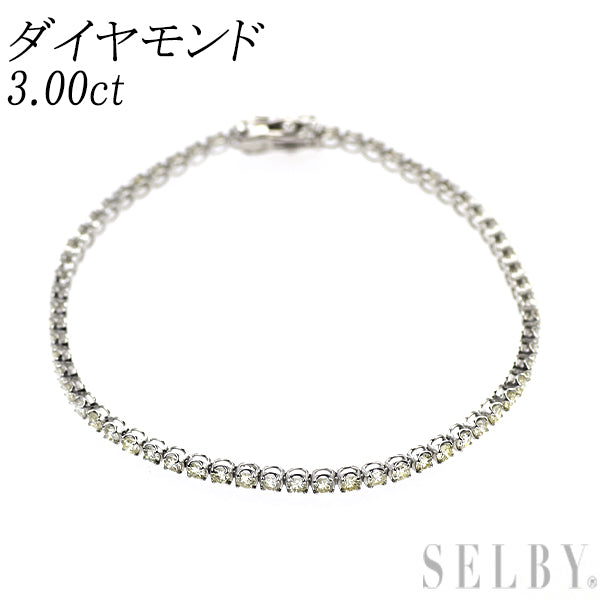 K18WG ダイヤモンド テニス ブレスレット 3.00ct