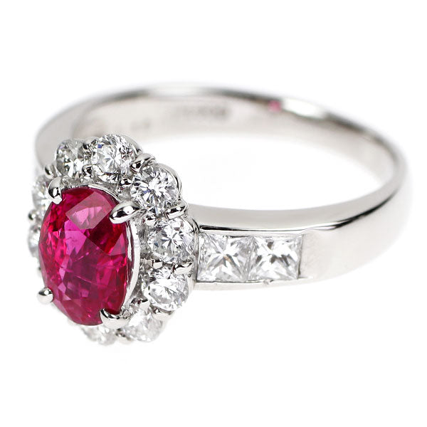 Pt900 ミャンマー産 ピジョンブラッド ルビー ダイヤモンド リング 1.19ct D0.97ct
