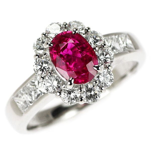 Pt900 ミャンマー産 ピジョンブラッド ルビー ダイヤモンド リング 1.19ct D0.97ct