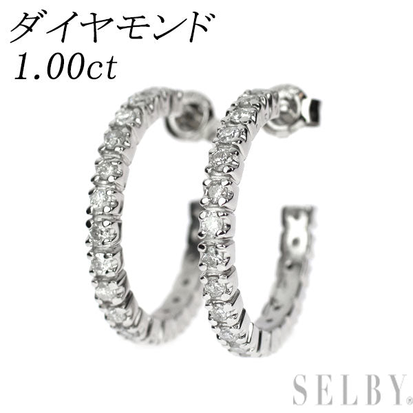 Pt900 ダイヤモンド フープ ピアス 1.00ct