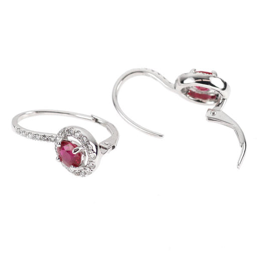 美品 ピアス K14WG ルビー ダイヤモンド フープピアス K18WG ルビー ダイヤモンド フープ ピアス 1.06ct D0.31ct — セルビー