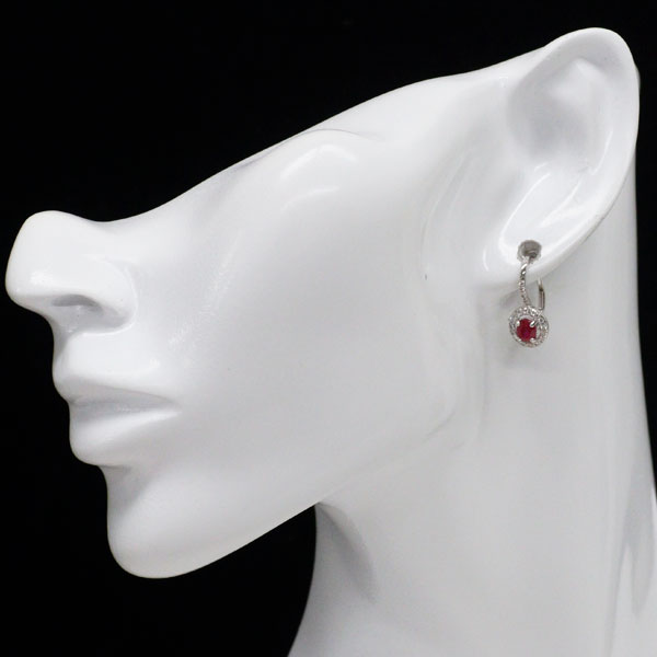 K18WG ルビー ダイヤモンド フープ ピアス 1.06ct D0.31ct