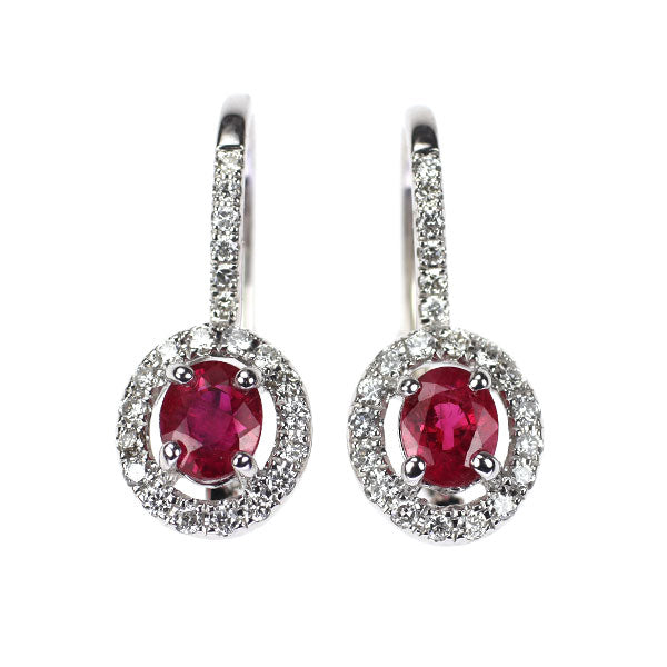 K18WG ルビー ダイヤモンド フープ ピアス 1.06ct D0.31ct