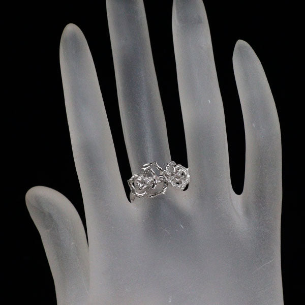 K18WG ダイヤモンド リング 0.18ct フラワー 薔薇
