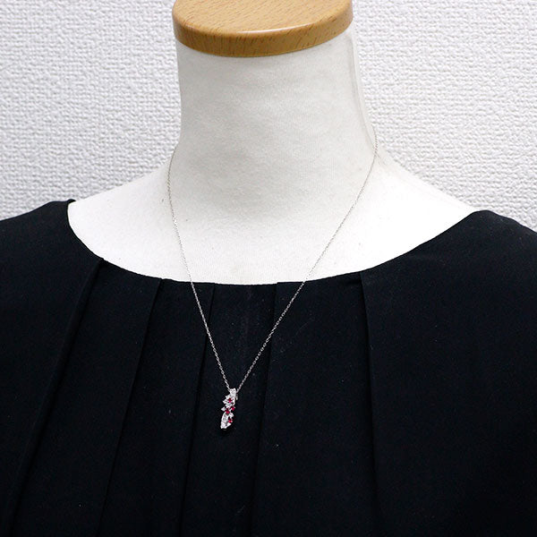 K18WG ルビー ダイヤモンド ペンダントネックレス 0.25ct D0.31ct