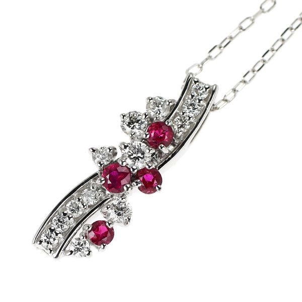 K18WG ルビー ダイヤモンド ペンダントネックレス 0.25ct D0.31ct