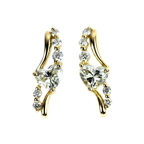 K18YG ハートシェイプダイヤモンド ピアス 0.82ct D0.18ct