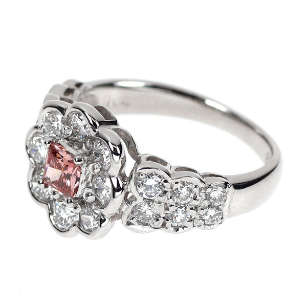 希少 Pt900 天然ピンク ダイヤモンド リング 0.238ct FDP SI2 D1.04ct フラワー