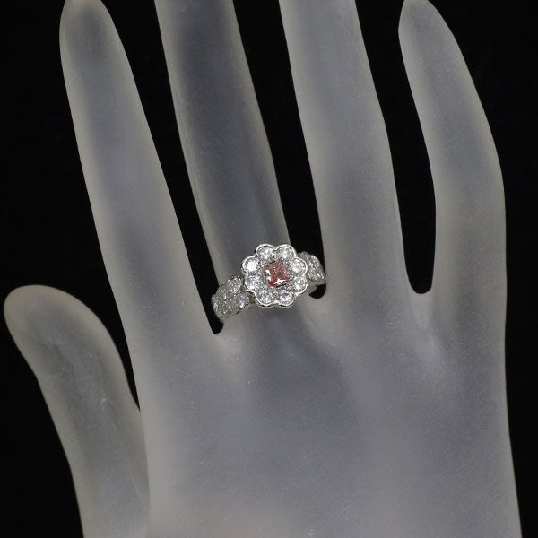 希少 Pt900 天然ピンク ダイヤモンド リング 0.238ct FDP SI2 D1.04ct フラワー