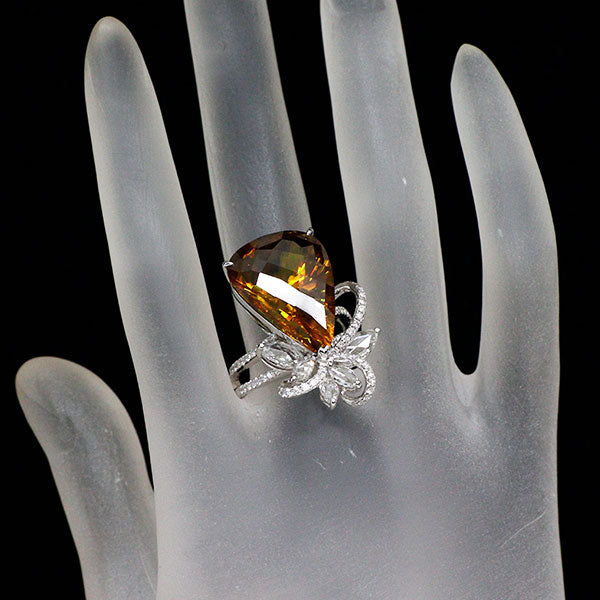 K18WG スフェーン ダイヤモンド リング 17.87ct