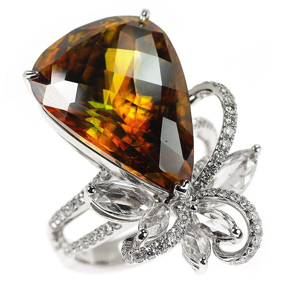 K18WG スフェーン ダイヤモンド リング 17.87ct