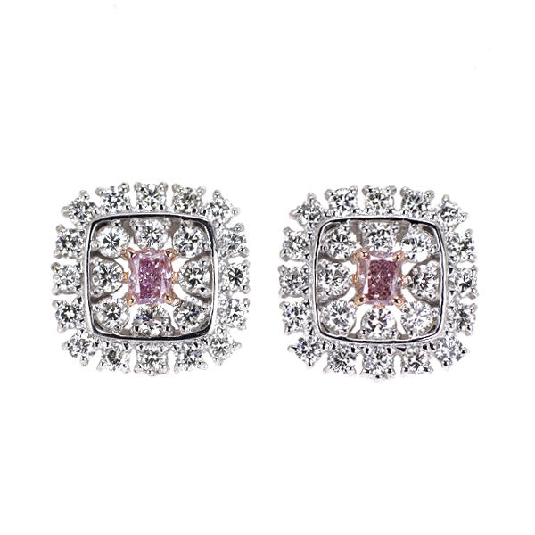 Pt950/ Pt900 天然ピンクダイヤモンド ピアス 0.132ct FIPP VS2 /SI2 D0.58ct