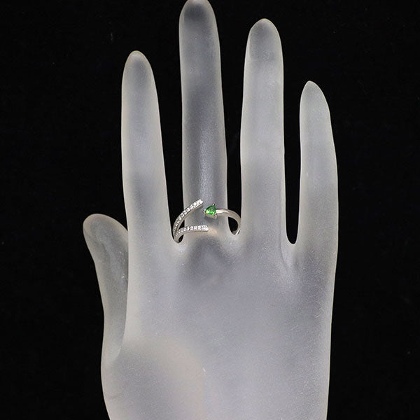 Pt900 トリリアントシェイプ デマントイドガーネット ダイヤモンド リング 0.12ct D0.12ct 希少 フリー12号～