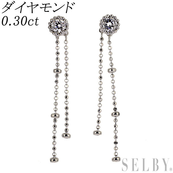 K18WG ダイヤモンド ピアス 0.30ct 2Way