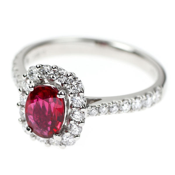 Pt900 タイ産 ピジョンブラッドルビー ダイヤモンド リング 1.05ct D0.66ct