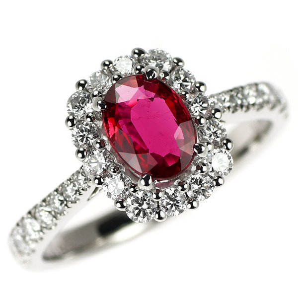 Pt900 タイ産 ピジョンブラッドルビー ダイヤモンド リング 1.05ct D0.66ct