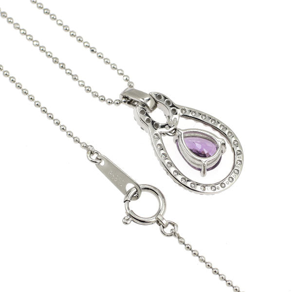 Pt900/ Pt850 パープルサファイア ダイヤモンド ペンダントネックレス 0.90ct D0.35ct