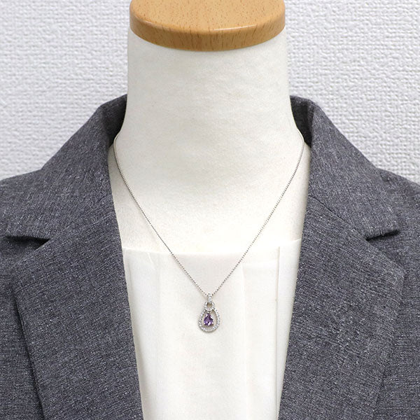 Pt900/ Pt850 パープルサファイア ダイヤモンド ペンダントネックレス 0.90ct D0.35ct