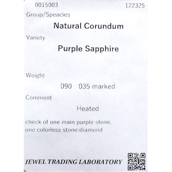 Pt900/ Pt850 パープルサファイア ダイヤモンド ペンダントネックレス 0.90ct D0.35ct