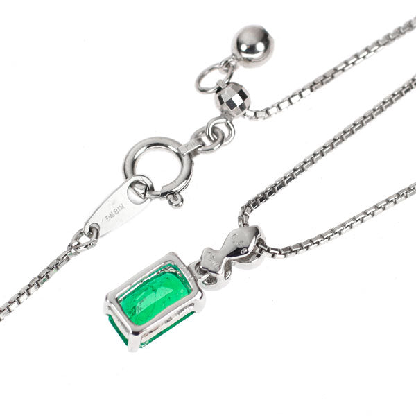 専用JE10★高級 ダイヤモンド0.56ct K18WG ペンダントヘッド K18WG エメラルド ダイヤモンド ペンダントネックレス 0.56ct D0.10ct