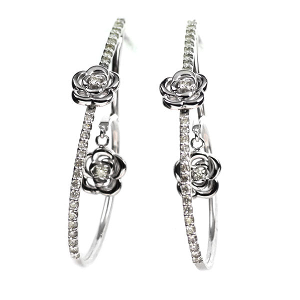 K18WG ダイヤモンド ピアス 0.52ct フラワー