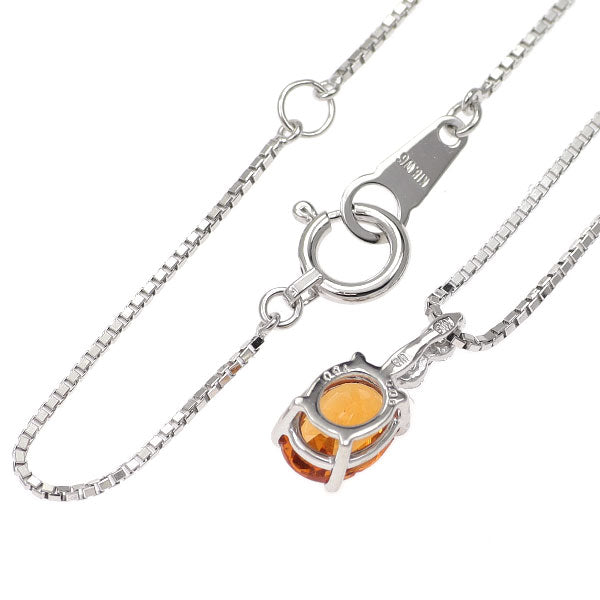 K18WG スペサルティンガーネット ダイヤモンド ペンダントネックレス 0.94ct D0.06ct