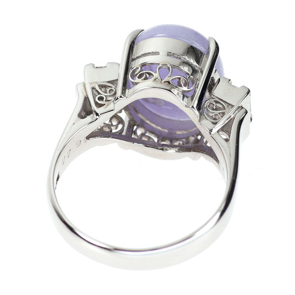 Pt900 ラベンダー翡翠 ダイヤモンド リング 6.44ct D0.45ct