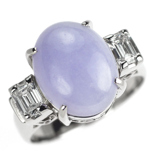 Pt900 ラベンダー翡翠 ダイヤモンド リング 6.44ct D0.45ct