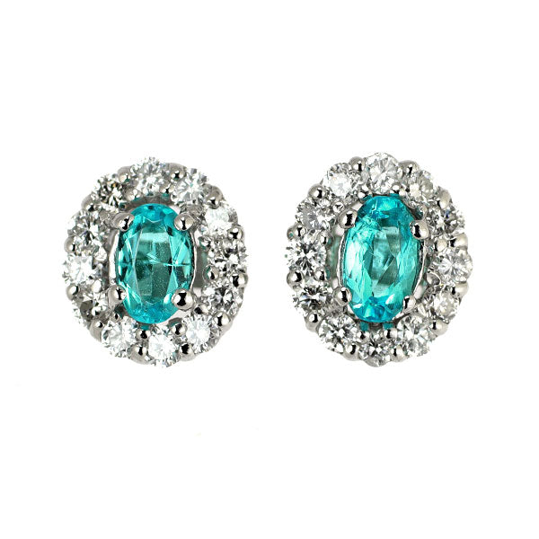 希少 Pt900/ Pt850 ブラジル産パライバ トルマリン ピアス 0.25ct D0.30ct