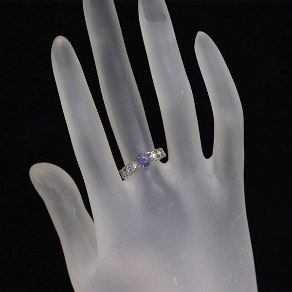 新品 希少 Pt950 ソーダライト ダイヤモンド リング 0.30ct D0.06ct【エスコレ】