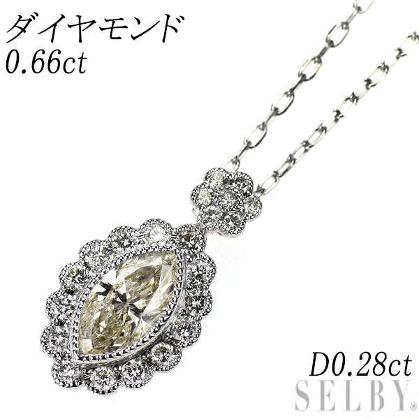 K18WG ダイヤモンド ペンダントネックレス 0.66ct D0.28ct