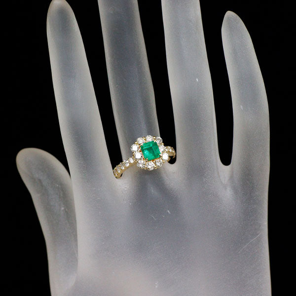 K18YG エメラルド ダイヤモンド リング 0.783ct D1.19ct