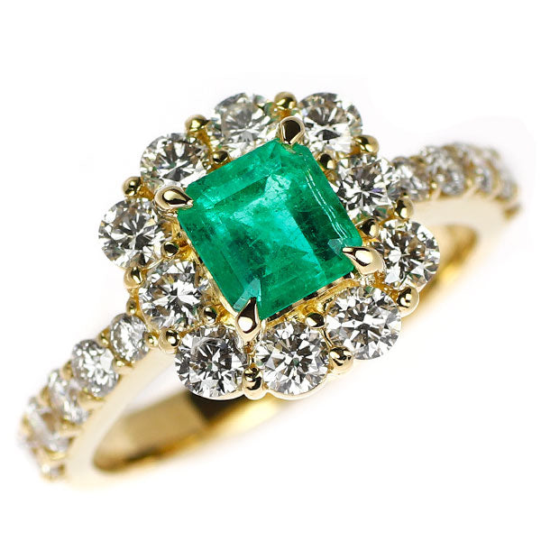 K18YG エメラルド ダイヤモンド リング 0.783ct D1.19ct