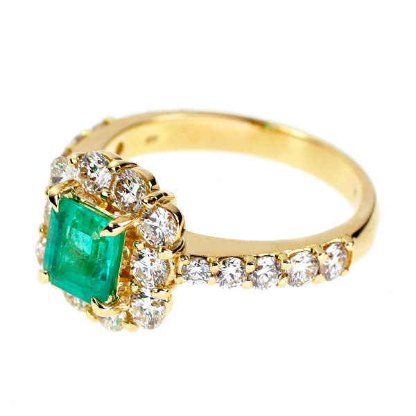 K18YG エメラルド ダイヤモンド リング 0.822ct D1.19ct