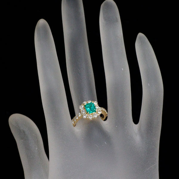 K18YG エメラルド ダイヤモンド リング 0.822ct D1.19ct