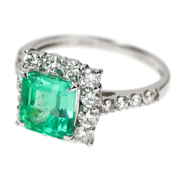 Pt950 エメラルド ダイヤモンド リング 1.87ct D1.01ct